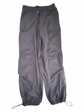 Zara Women's Gray Parachute Cargo Pants Size Medium Drawstring Hem